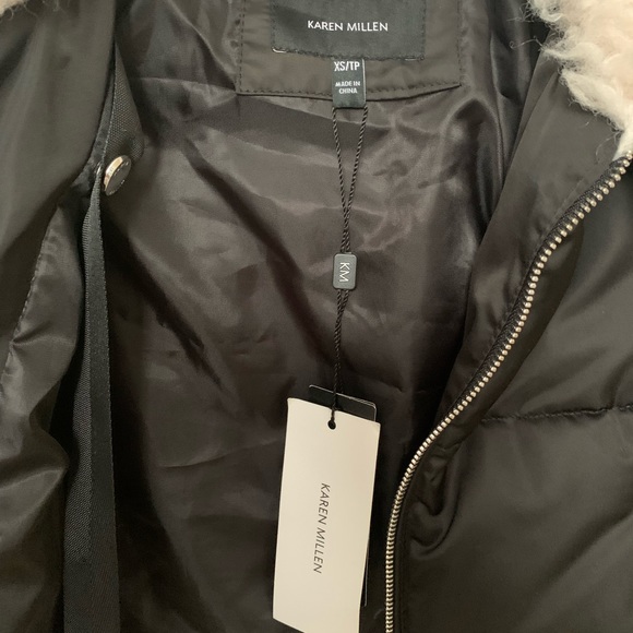 SOLD Black Puffer Coat with Sherpa and Leather - Picture 4 of 6